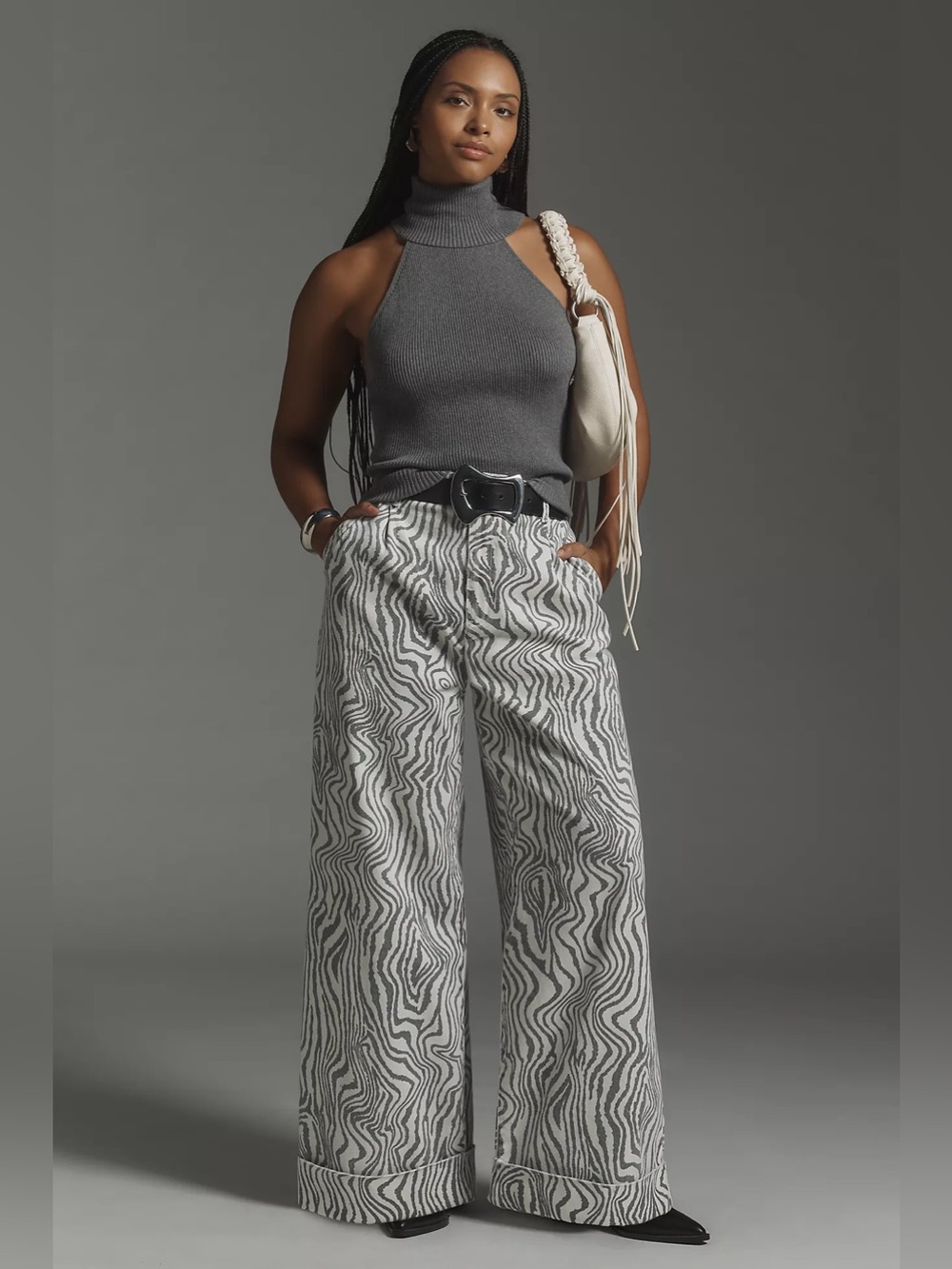 NWT pilcro Leon Double Hem High-Rise Wide-Leg Cuffed Jeans 30